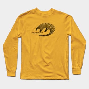 Pangolin with Common and Latin Names - detailed animal drawing Long Sleeve T-Shirt